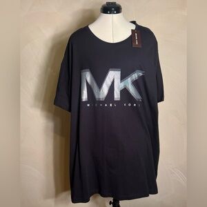 Michael Kors Men's Black S/S Graphic Logo 100% Cotton Casual T-Shirt|Size:3XL